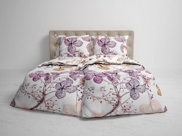 Heckett & Lane Mako-Satin Bettwäsche 155x220 Brigitte Floral pink Blätter Ranken EAN:8718518323789