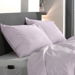 2 Stück Zo! Home Cotton Kissenbezüge 40x80 Lino Grey Lilac flieder meliert uni EAN:8718518328463