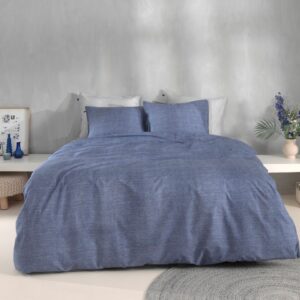 Zo! Home Cotton Bettwäsche 200x200 cm Lino Bonnet blue blau meliert uni EAN:8718518335997