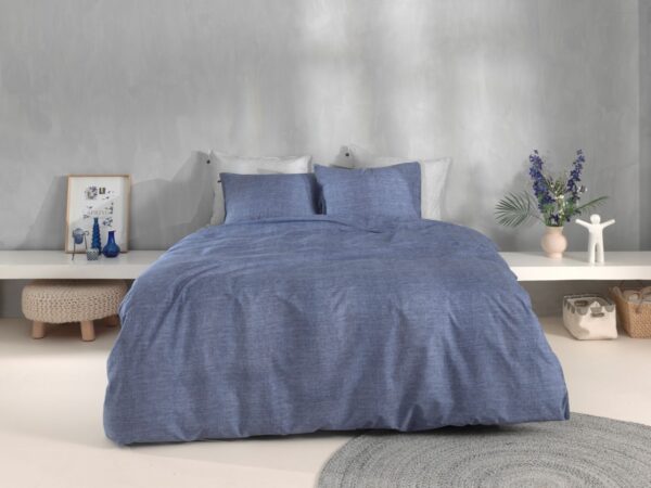 Zo! Home Cotton Bettwäsche 200x200 cm Lino Bonnet blue blau meliert uni EAN:8718518335997