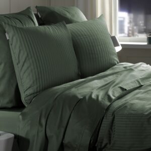 Heckett & Lane Mako-Satin Bettwäsche 135x200 Banda Calla green Streifen Wende... EAN:8718518337540