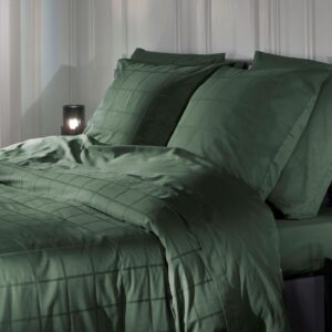 Heckett & Lane Mako-Satin Bettwäsche 155x220 Diamante Calla green Wende Karo uni EAN:8718518338110