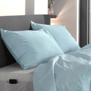 2 Stück Zo! Home Cotton Kissenbezüge 40x80 Topaz blue himmelsblau meliert uni EAN:8718518354158