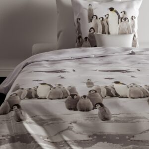 Zo! Home Flanell Bettwäsche 135x200 cm Tadzio White Pinguine Eis Antarktis grau EAN:8718518357593