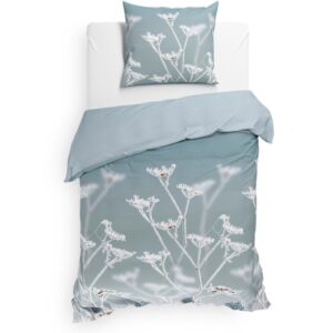 Heckett & Lane Flanell Bettwäsche 155x220 Blog Frost blue Blütendolden Eis blau EAN:8718518363723