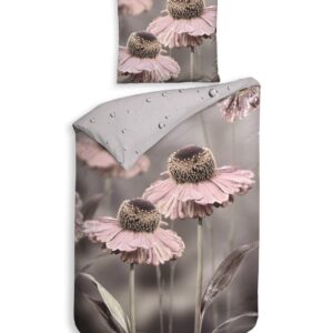 Heckett & Lane Mako-Satin BCI Bettwäsche 135x200 Zalia Grey Wende Natur rose EAN:8718518367950