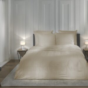 Heckett & Lane Mako-Satin Bettwäsche 135x200 Diamante Mojave Sand Wende Karo uni EAN:8718518379816