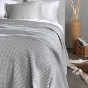 Heckett Lane Waffle Plaid Tagesdecke Überwurf 180x260 Melange Grey grau EAN:8718518380775