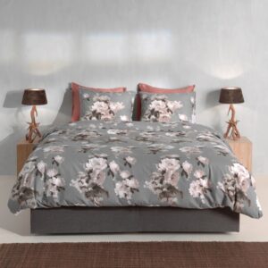 Zo! Home Flanell Bettwäsche 135x200 cm Ella grey Rosen Blumen weiß grau taupe EAN:8718518396233