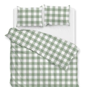 Zo! Home Cotton Bettwäsche 200x200 Quattro di Lino Moss Green grün weiß kariert EAN:8718518397650