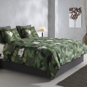 Zo! Home Mako-Satin Bettwäsche 135x200 Kelly green Blätter Blumen grün EAN:8718518398718