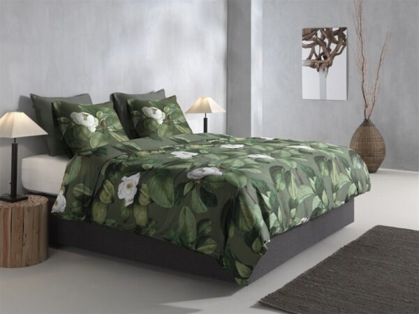 Zo! Home Mako-Satin Bettwäsche 135x200 Kelly green Blätter Blumen grün EAN:8718518398718