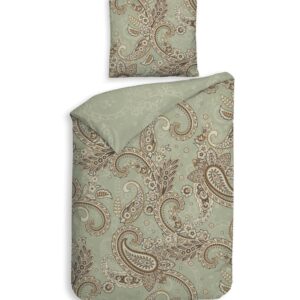 Heckett & Lane Mako-Satin Bettwäsche 135x200 Camille Green Paisley braun sand EAN:8718518399197