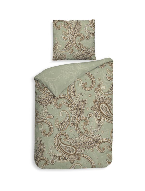 Heckett & Lane Mako-Satin Bettwäsche 135x200 Camille Green Paisley braun sand EAN:8718518399197