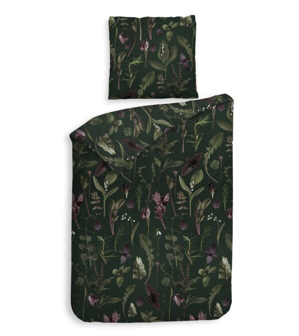 Heckett & Lane Flanell Bettwäsche 155x220 Florian Dark Green Kräuter grün pink EAN:8718518402200