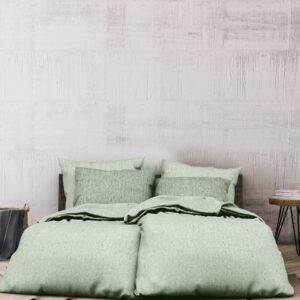 Heckett & Lane Flanell Bettwäsche 135x200 Franela Laurel Green lind uni Melange EAN:8718518403696