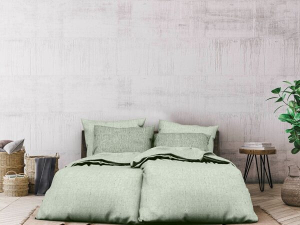 Heckett & Lane Flanell Bettwäsche 155x220 Franela Laurel Green lind uni Melange EAN:8718518403702