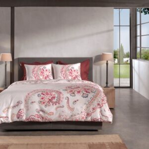 Heckett & Lane Mako-Satin Bettwäsche 135x200 Ruby natural Paisley rosa pink EAN:8718518409391