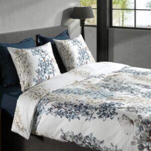 Heckett & Lane Mako-Satin Bettwäsche 135x200 Jes multi Rispen Flieder weiß blau EAN:8718518409742