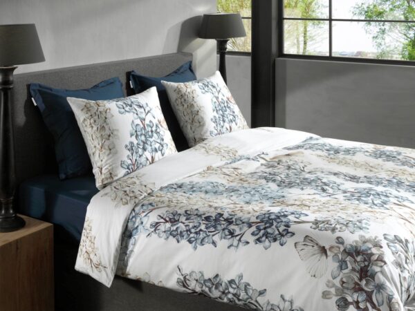 Heckett & Lane Mako-Satin Bettwäsche 135x200 Jes multi Rispen Flieder weiß blau EAN:8718518409742