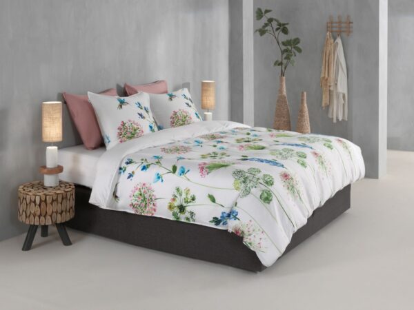 Zo! Home Mako-Satin Bettwäsche 155x220 Kolie Vögel Blumen rosa grün blau EAN:8718518416078