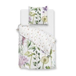 Zo! Home Mako-Satin Bettwäsche 135x200 Dandelion white Pusteblume lila grün W... EAN:8718518427449