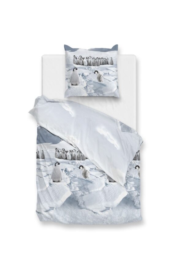 Zo! Home Flanell Bettwäsche 135x200 cm Pinguini blue Pinguin Eis Schnee Arktis EAN:8718518428