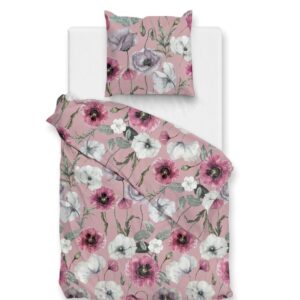 Zo! Home Flanell Bettwäsche 135x200 cm Gioia pink Blüten Mohnblumen altrosa EAN:8718518428910