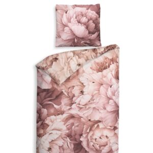 Heckett & Lane Satin Bettwäsche 135x200 Wade beige Flowerpower pink rosa EAN:8718518431491