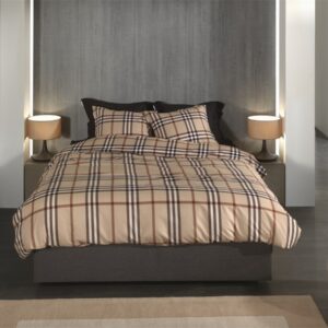 Heckett & Lane Flanell Bettwäsche 155x220 Leonardo beige Karo kariert braun sand EAN:8718518434201