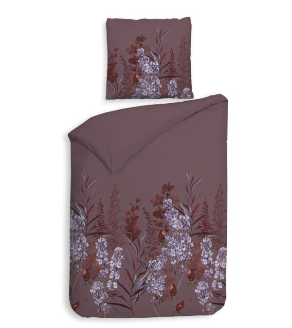 Heckett & Lane Flanell Bettwäsche 135x200 Mino Purple Wiesenblumen aubergine EAN:8718518434492