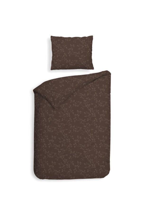 Heckett & Lane Flanell Bettwäsche 135x200 Alloro Coffee Quartz braun Miniblätter EAN:8718518436472