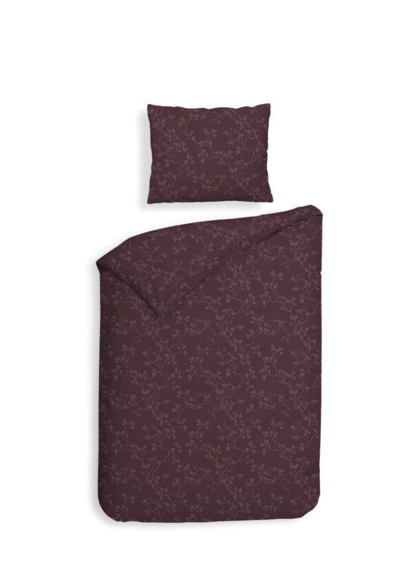 Heckett & Lane Flanell Bettwäsche 135x200 Alloro Blackberry Wine Miniblätter EAN:8718518436533