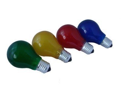 4er Set Partylampen - E27 - 230V - gefrostetes Glas - Rot/Grün/Blau/Gelb