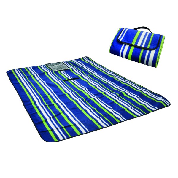 Picknickdecke - 135 x 170cm - Tragetasche - Blau gestreift