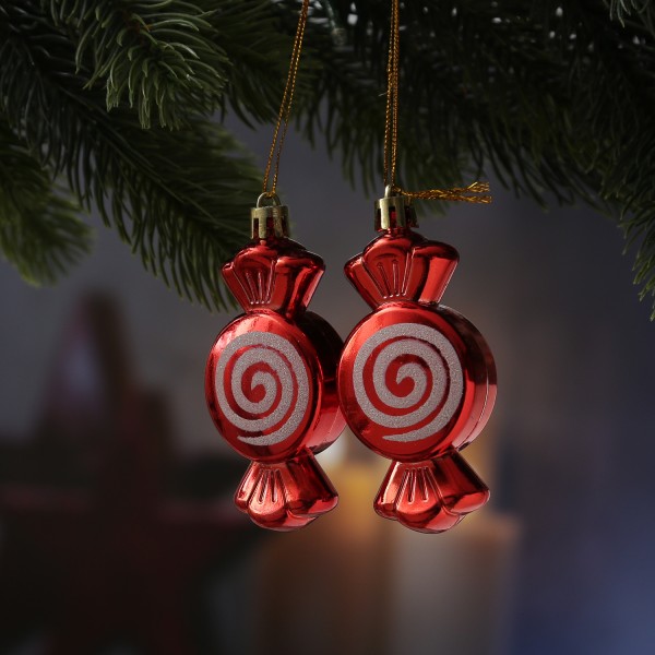 Weihnachtsbaumschmuck Bonbon - bruchfest - inkl. Aufhänger - H: 8cm - rot