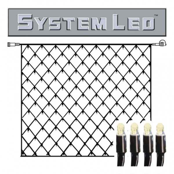 System LED Black | Lichtnetz | koppelbar | exkl. Trafo | 3.00m x 3.00m | 192x Warmweiß | 16W bzw. 12 System-Meter