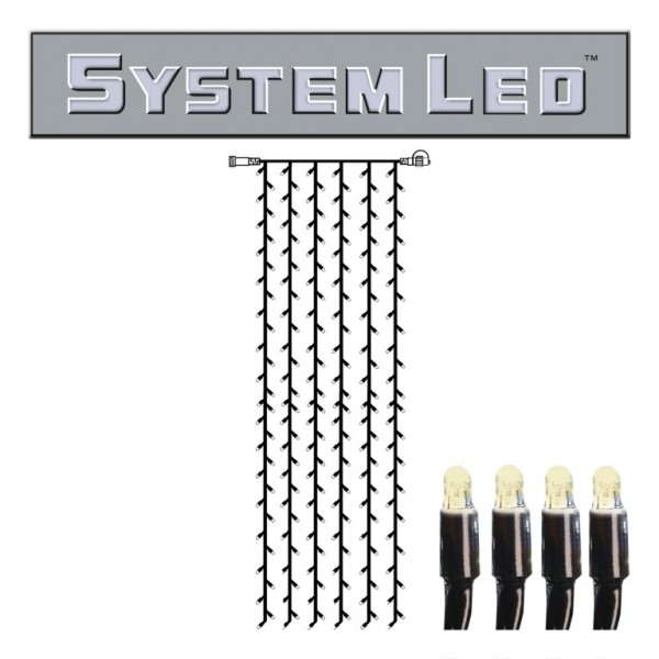 System LED Black | Lichtvorhang | koppelbar | exkl. Trafo | 1.00m x 4.00m | 204x Warmweiß | 12 W bzw. 1 System-Meter