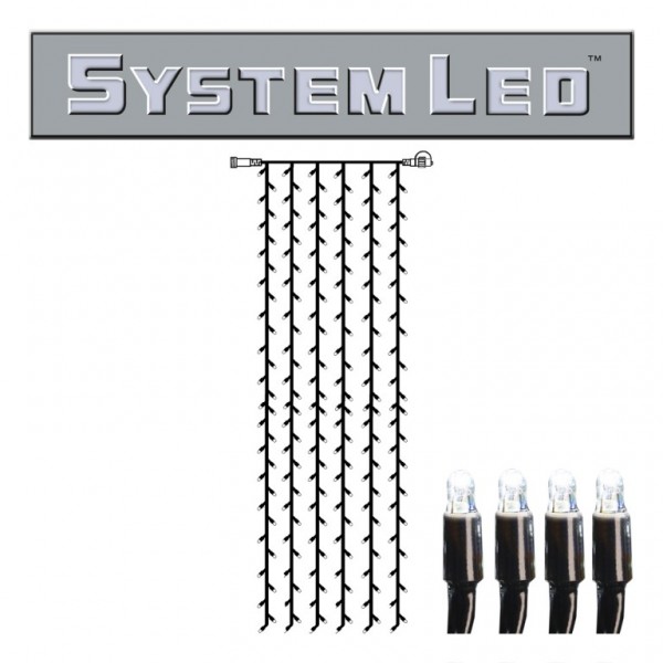 System LED Black | Lichtvorhang | koppelbar | exkl. Trafo | 1.00m x 4.00m | 204x Kaltweiß | 12W bzw. 1 System-Meter