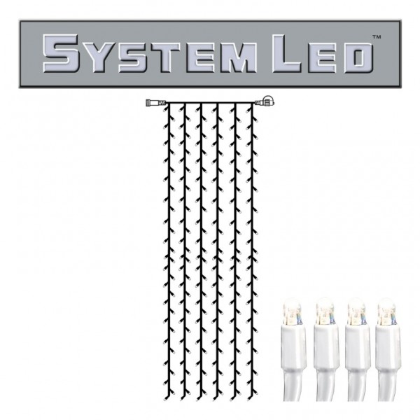 System LED White | Lichtvorhang | koppelbar | exkl. Trafo | 1.00m x 4.00m | 204x Kaltweiß | 12W bzw. 1 System-Meter