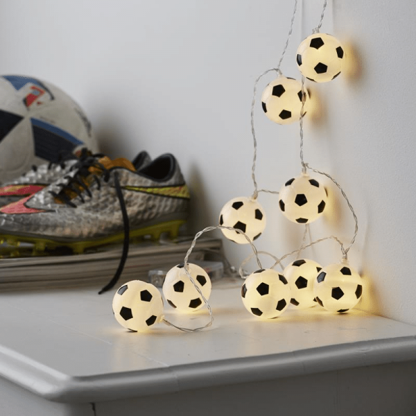 LED Lichterkette "GOAL" - 10 Fußbälle mit warmweißen LED - L: 1