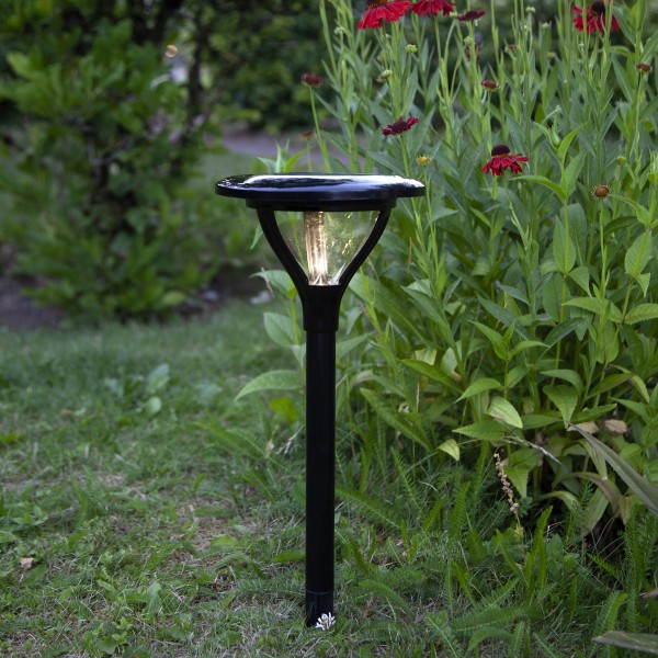 LED Solar Wegleuchte MERVIA - warmweiße LED - 40lm - H: 34cm - Dämmerungsensor - schwarz