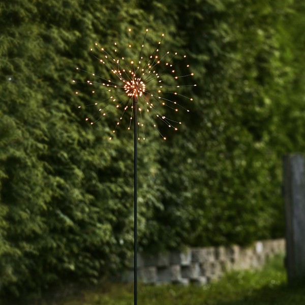 LED Dekostab FEUERWERK - H: 110cm - 160 kleine warmweiße LED - inkl. Trafo - outdoor - schwarz