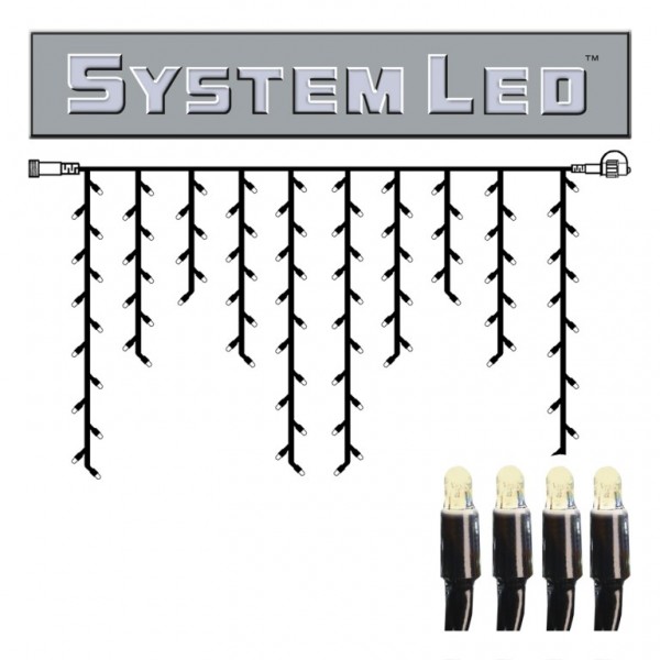 System LED Black | Lichtvorhang | koppelbar | exkl. Trafo | 2.00m x 1.00m | 100x Warmweiß | 8W bzw. 2 System-Meter