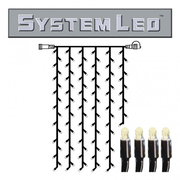 System LED Black | Lichtvorhang | koppelbar | exkl. Trafo | 1.00m x 2.00m | 102x Warmweiß | 8W bzw. 1 System-Meter