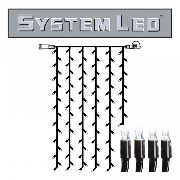 System LED Black | Lichtvorhang | koppelbar | exkl. Trafo | 1.00m x 2.00m | 102x Kaltweiß | 8W bzw. 1 System-Meter