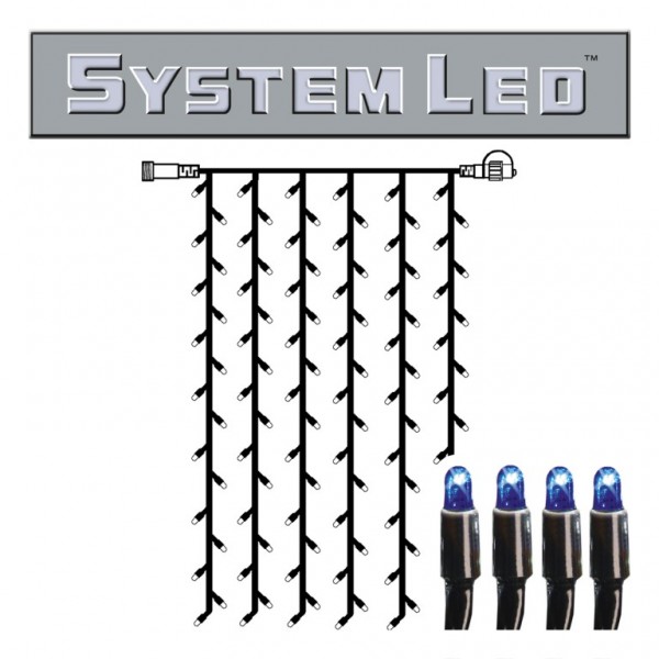 System LED Black | Lichtvorhang | koppelbar | exkl. Trafo | 1.00m x 2.00m | 102x Blau | 8W bzw. 1 System-Meter