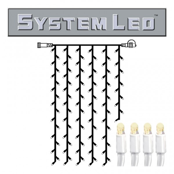 System LED White | Lichtvorhang | koppelbar | exkl. Trafo | 1.00m x 2.00m | 102x Warmweiß | 8W bzw. 1 System-Meter