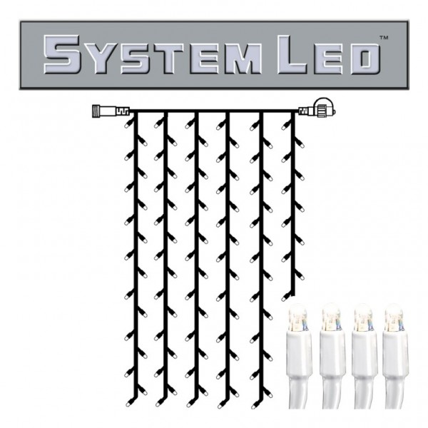 System LED White | Lichtvorhang | koppelbar | exkl. Trafo | 1.00m x 2.00m | 102x Kaltweiß | 8W bzw. 1 System-Meter