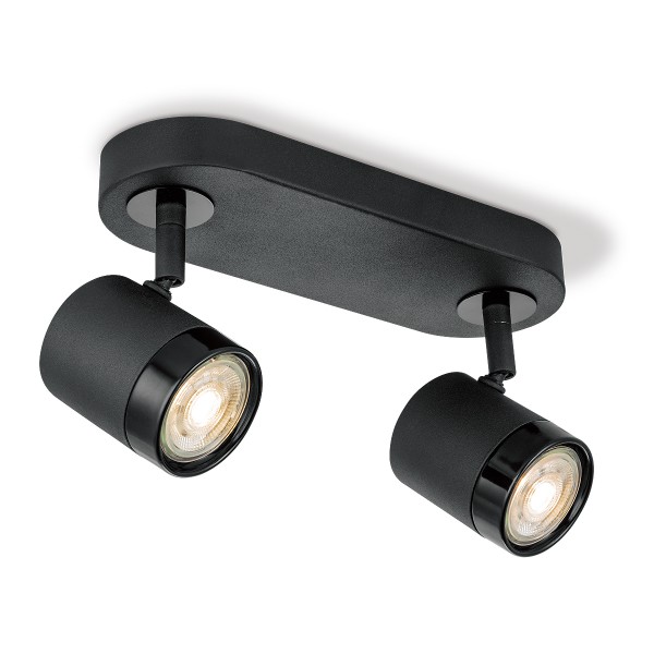 Deckenstrahler 2fach MANU schwarz - inkl. 2 LED Spots 3000K - 345 Lumen